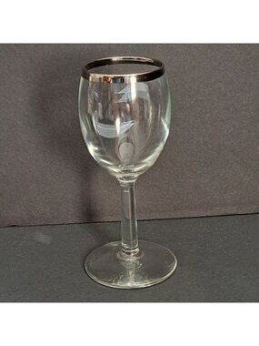 JAVIT Clear Wine Glass With Silver Trim 190-3 5.50" Decorative Stemware